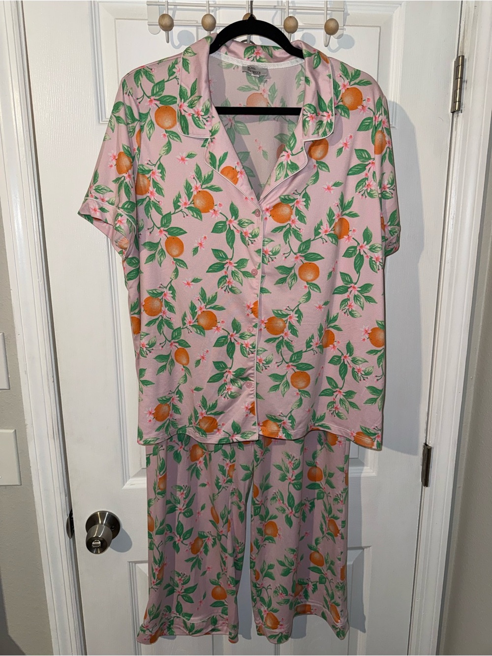 Kim Rogers women’s Pink Orange Blossom Short-Sleeve Pajama Set XXL
